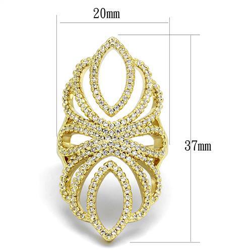 3W1274 - Gold Brass Ring with AAA Grade CZ  in Clear