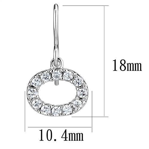 3W1278 - Rhodium Brass Earrings with AAA Grade CZ  in Clear