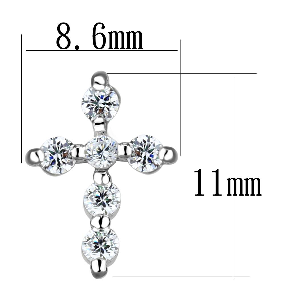 3W1294 - Rhodium Brass Earrings with AAA Grade CZ  in Clear