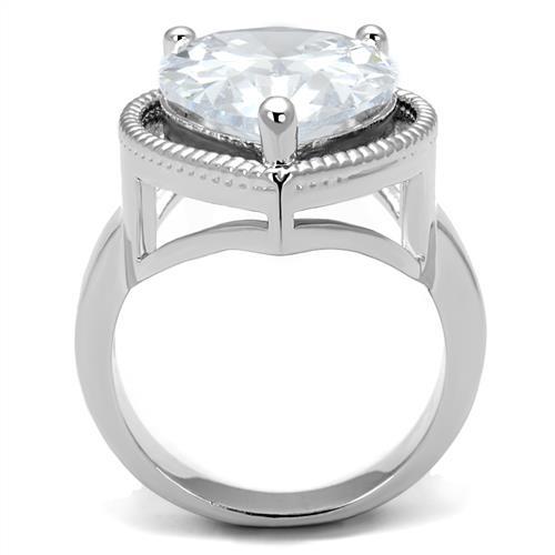 3W1305 - Rhodium Brass Ring with AAA Grade CZ  in Clear