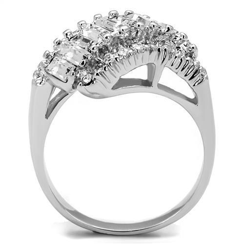 3W1306 - Rhodium Brass Ring with Top Grade Crystal  in Clear