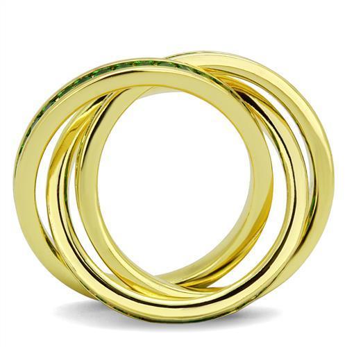 3W1327 - Gold Brass Ring with Synthetic Synthetic Glass in Emerald