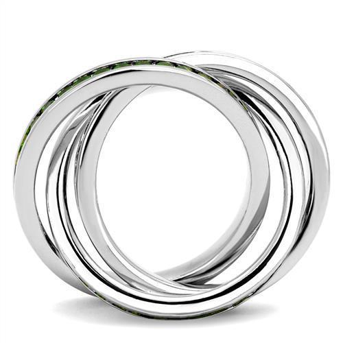 3W1332 - Rhodium Brass Ring with Synthetic Synthetic Glass in Emerald