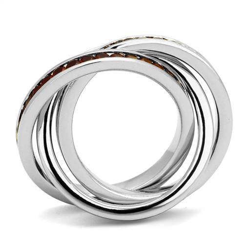 3W1333 - Rhodium Brass Ring with Synthetic Synthetic Glass in Siam