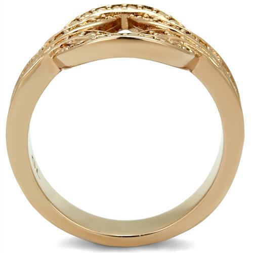 3W1336 - IP Rose Gold(Ion Plating) Brass Ring with AAA Grade CZ  in Metallic Light Gold