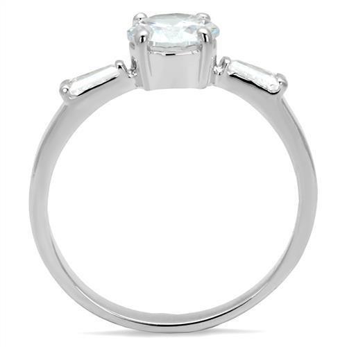 3W1339 - Rhodium Brass Ring with AAA Grade CZ  in Clear