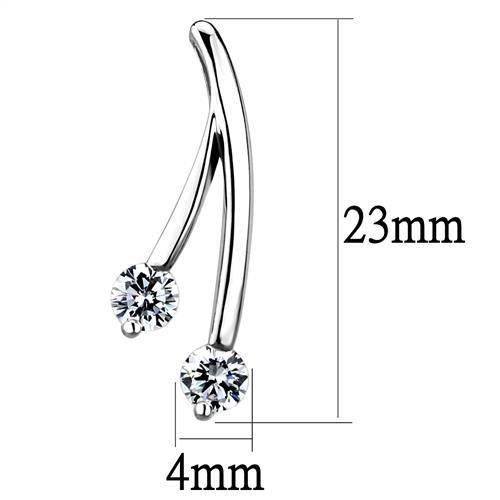 3W1356 - Rhodium Brass Earrings with AAA Grade CZ  in Clear