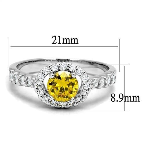 3W1362 - Rhodium Brass Ring with AAA Grade CZ  in Topaz