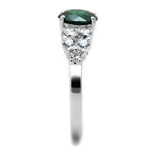 3W1364 - Rhodium Brass Ring with Synthetic Spinel in Emerald