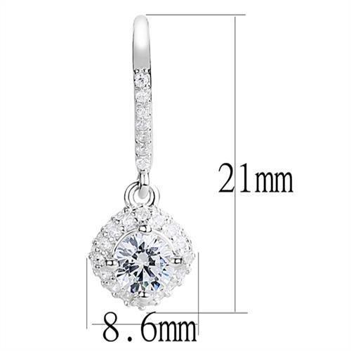 3W1372 - Rhodium 925 Sterling Silver Earrings with AAA Grade CZ  in Clear