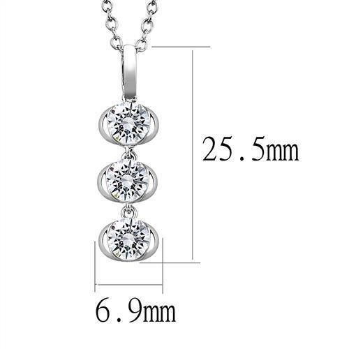 3W1373 - Rhodium 925 Sterling Silver Chain Pendant with AAA Grade CZ  in Clear