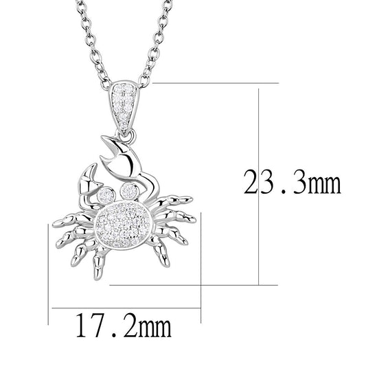 3W1377 - Rhodium 925 Sterling Silver Chain Pendant with AAA Grade CZ  in Clear