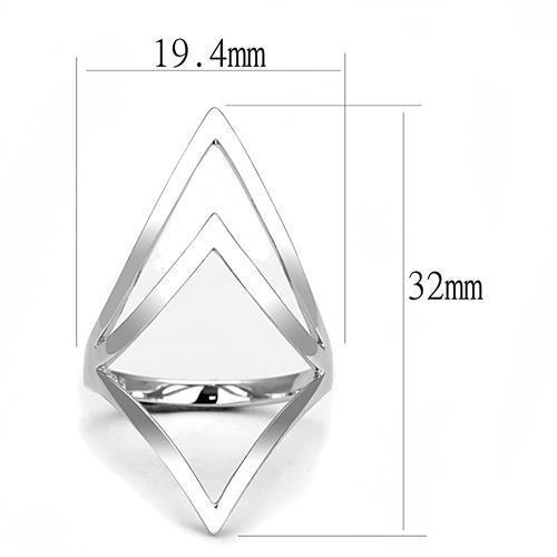 3W1382 - Rhodium 925 Sterling Silver Ring with No Stone