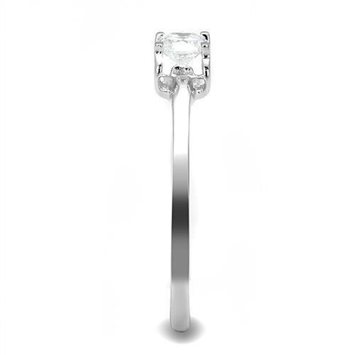 3W1385 - Rhodium 925 Sterling Silver Ring with AAA Grade CZ  in Clear