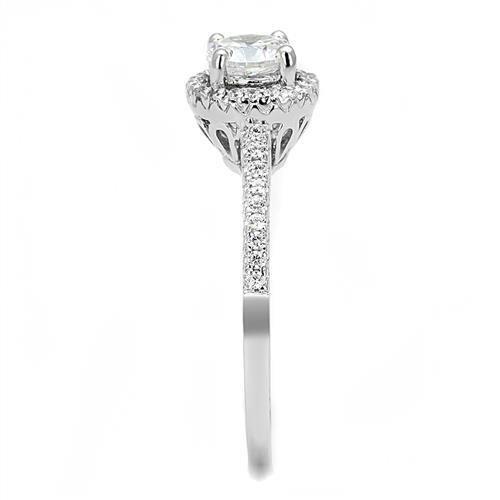 3W1386 - Rhodium 925 Sterling Silver Ring with AAA Grade CZ  in Clear