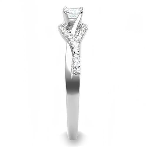 3W1390 - Rhodium 925 Sterling Silver Ring with AAA Grade CZ  in Clear