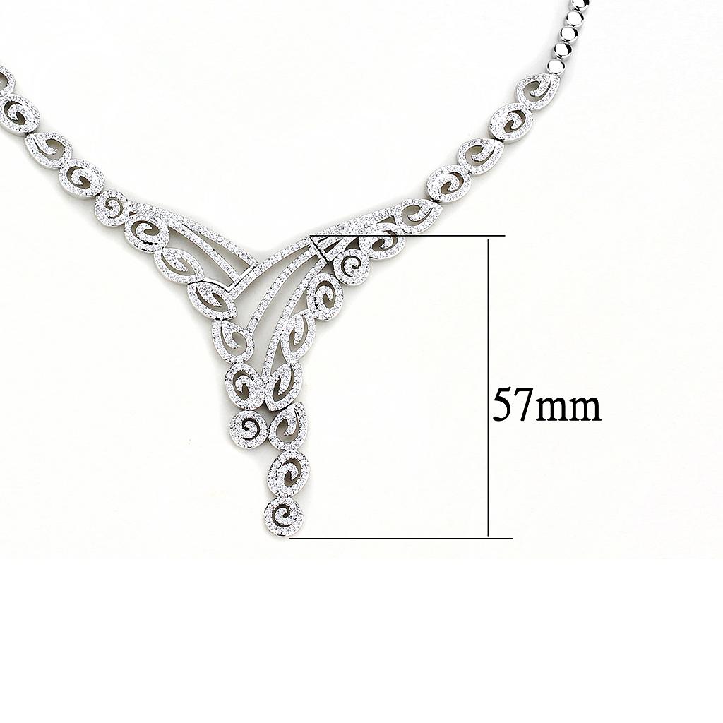 3W1419 - Rhodium Brass Jewelry Sets with AAA Grade CZ  in Clear