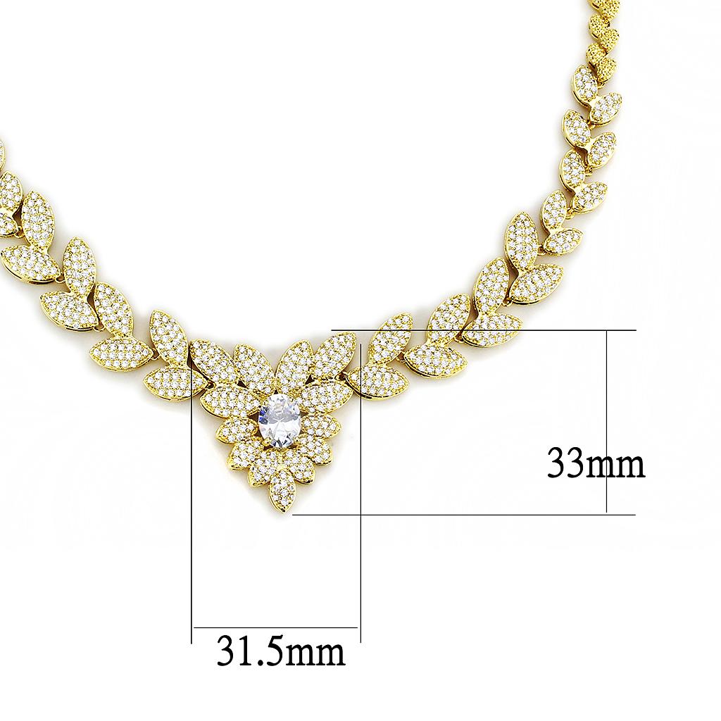 3W1425 - Gold Brass Jewelry Sets with AAA Grade CZ  in Clear