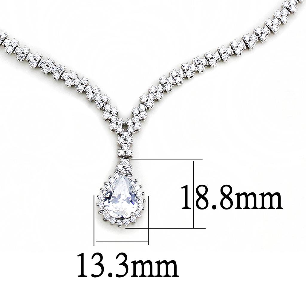 3W1430 - Rhodium Brass Jewelry Sets with AAA Grade CZ  in Clear