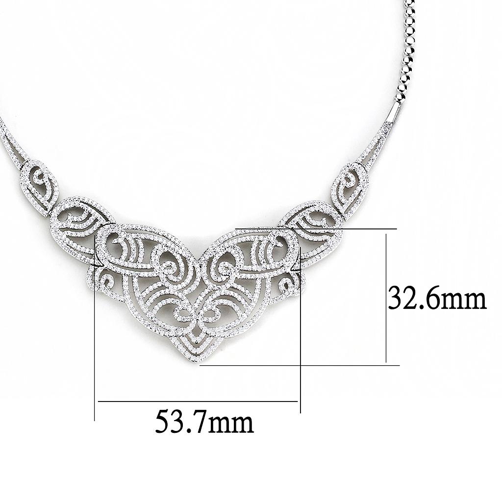 3W1433 - Rhodium Brass Jewelry Sets with AAA Grade CZ  in Clear