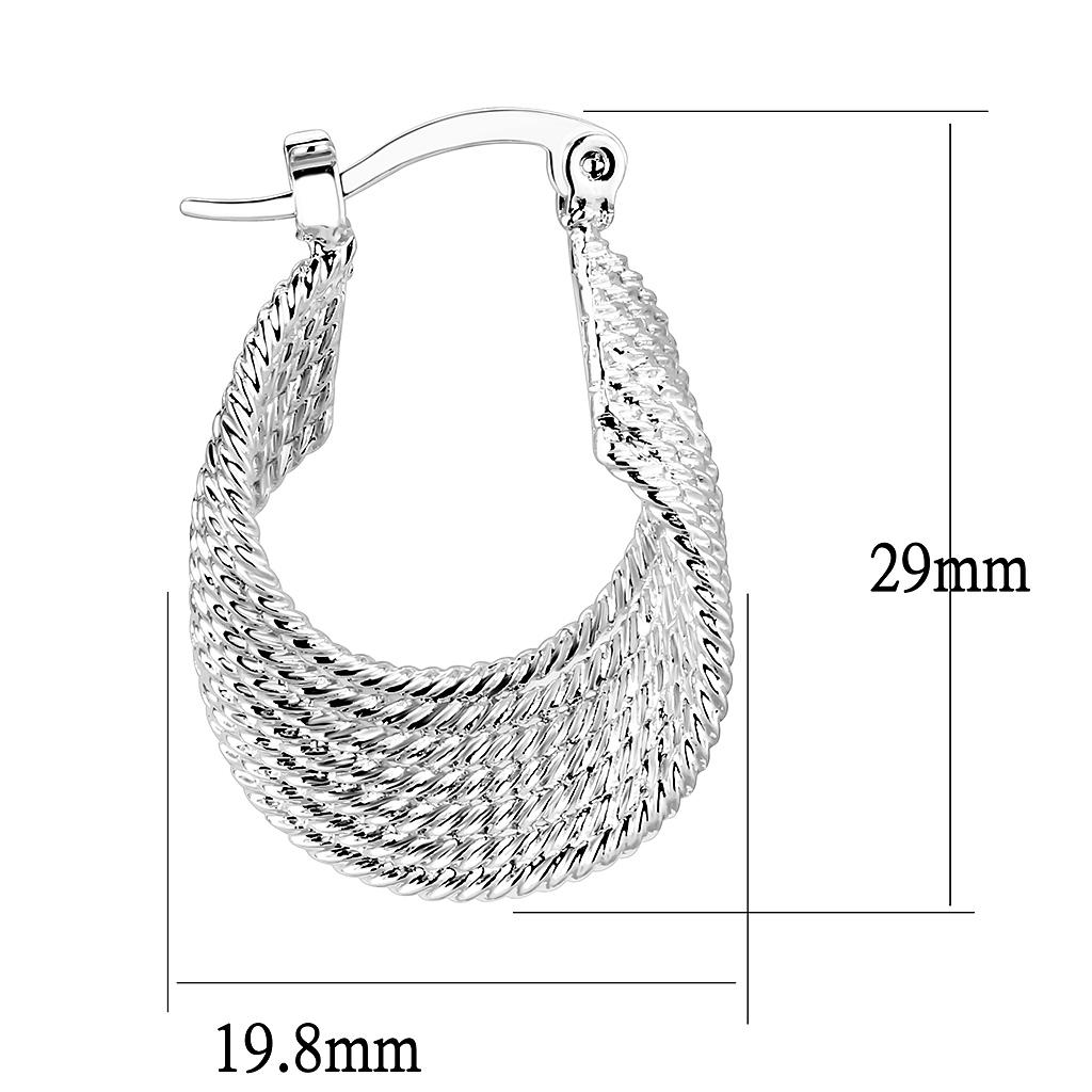 3W1476 - Rhodium Brass Earrings with No Stone