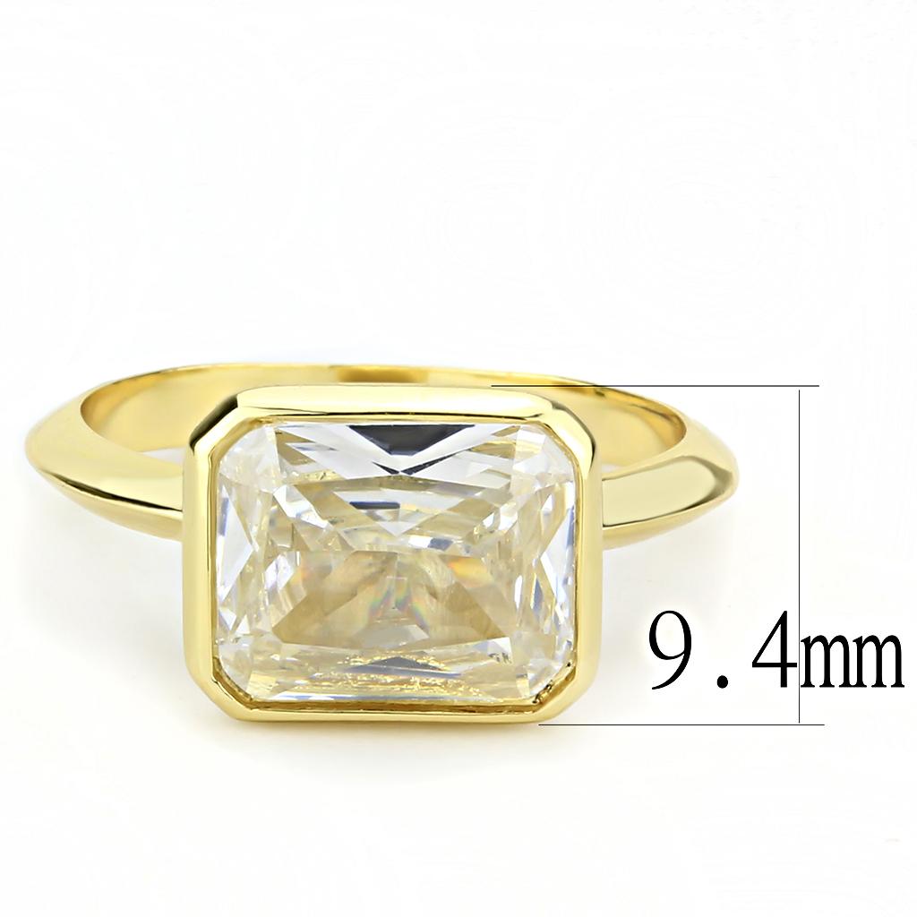 3W1483 - Gold Brass Ring with AAA Grade CZ  in Clear