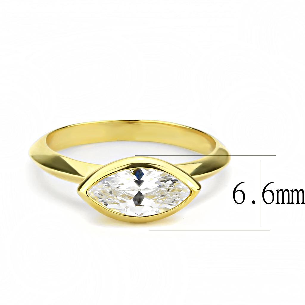 3W1484 - Gold Brass Ring with AAA Grade CZ  in Clear