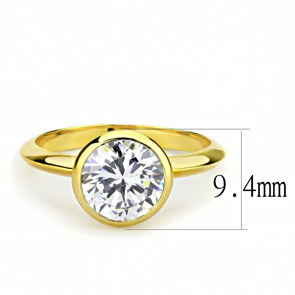 3W1485 - Gold Brass Ring with AAA Grade CZ  in Clear