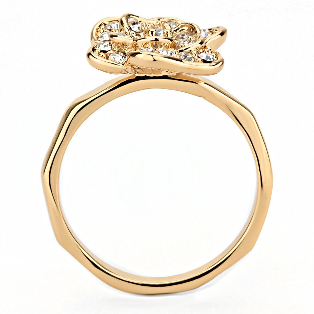 3W1491 - Rose Gold Brass Ring with Top Grade Crystal  in Clear