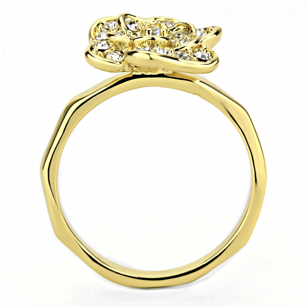 3W1497 - Gold Brass Ring with Top Grade Crystal  in Clear