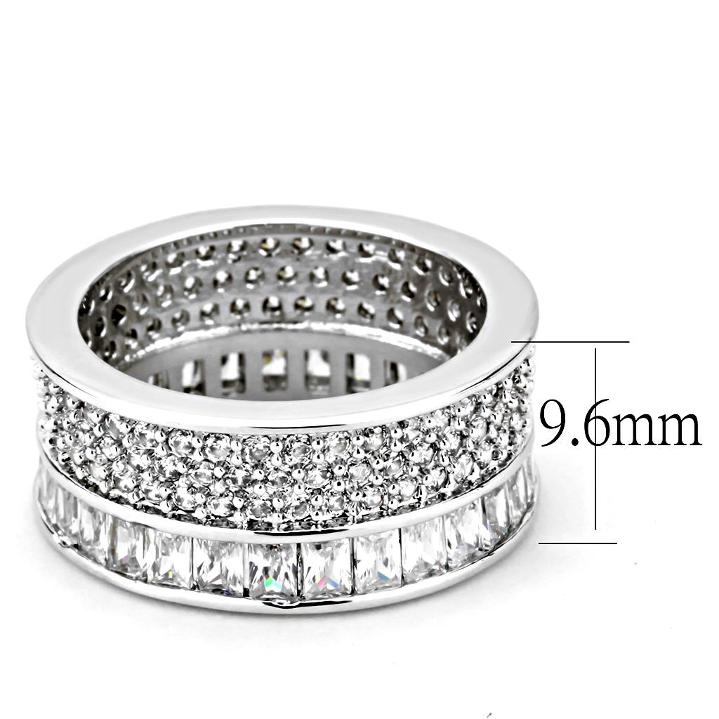 3W1520 - Rhodium Stainless Steel Ring with AAA Grade CZ  in Clear