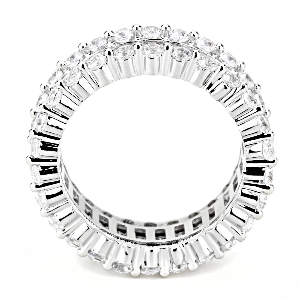 3W1531 - Rhodium Brass Ring with AAA Grade CZ  in Clear