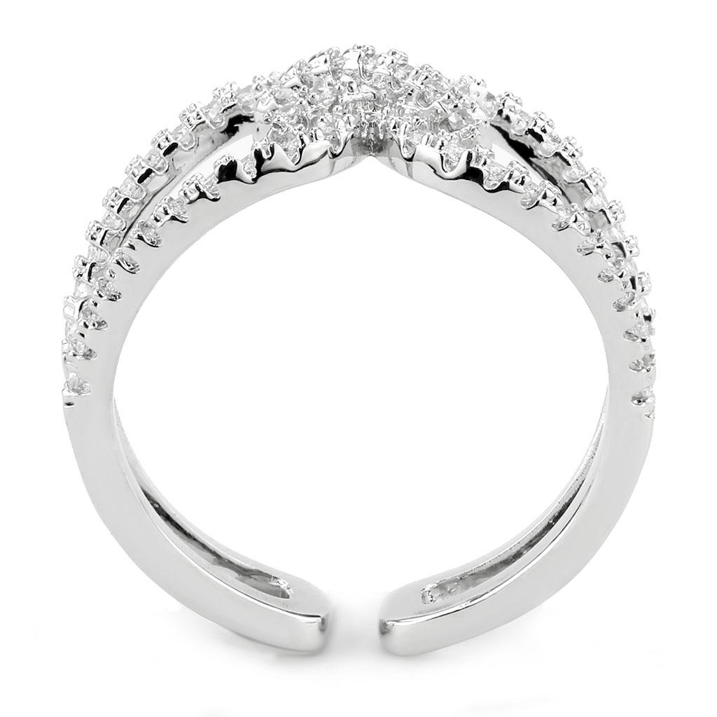 3W1583 - Rhodium Brass Ring with AAA Grade CZ  in Clear