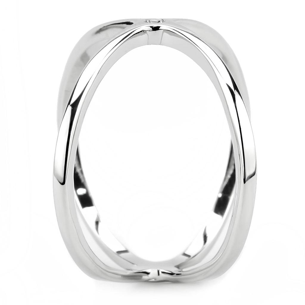 3W1584 - Rhodium Brass Ring with AAA Grade CZ  in Clear