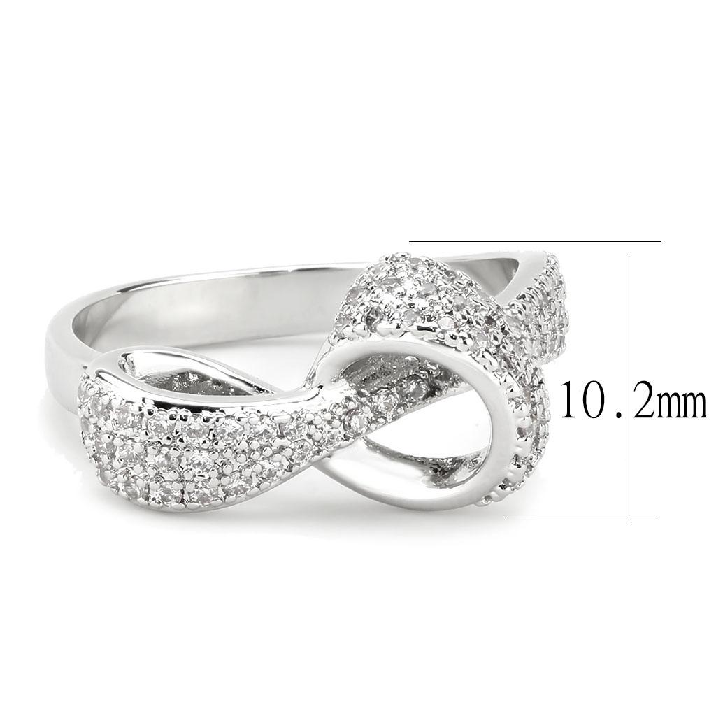 3W1585 - Rhodium Brass Ring with AAA Grade CZ  in Clear