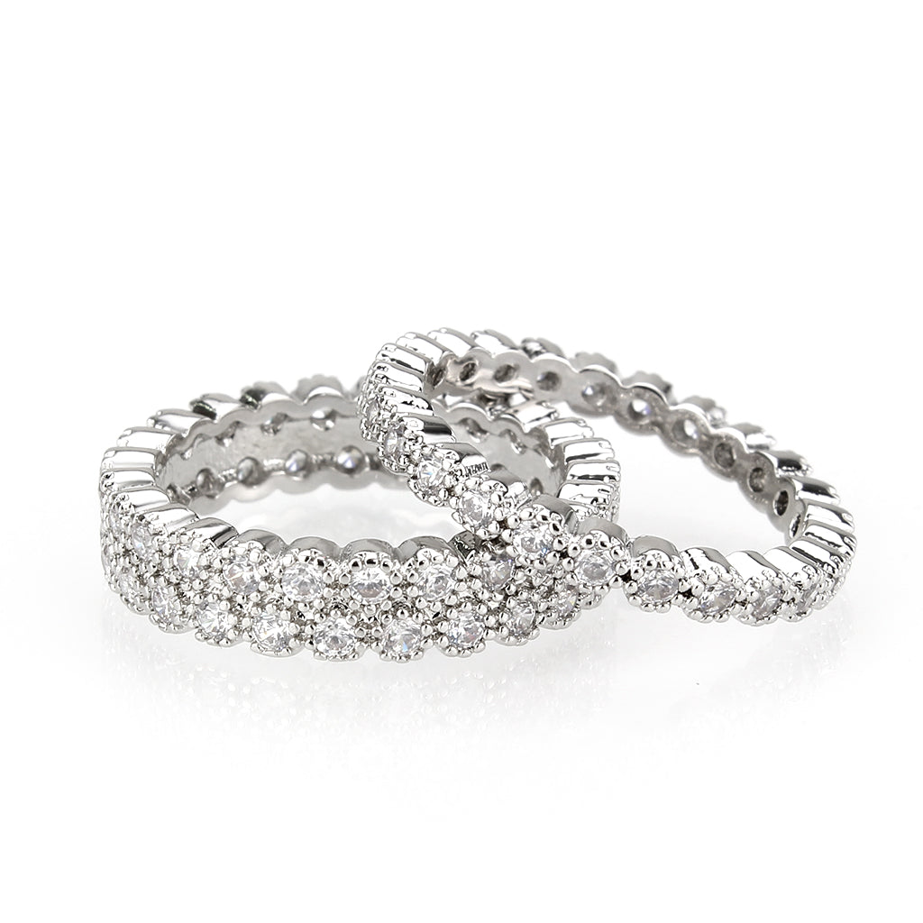 3W1605 - Rhodium Brass Ring with AAA Grade CZ in Clear