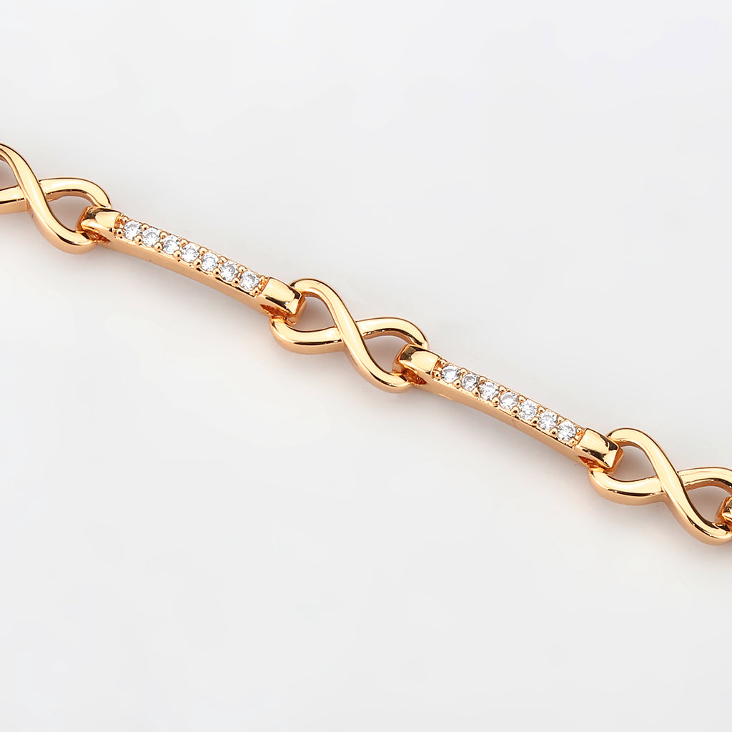 3W1630 - Flash Rose Gold Brass Bracelet with AAA Grade CZ in Clear