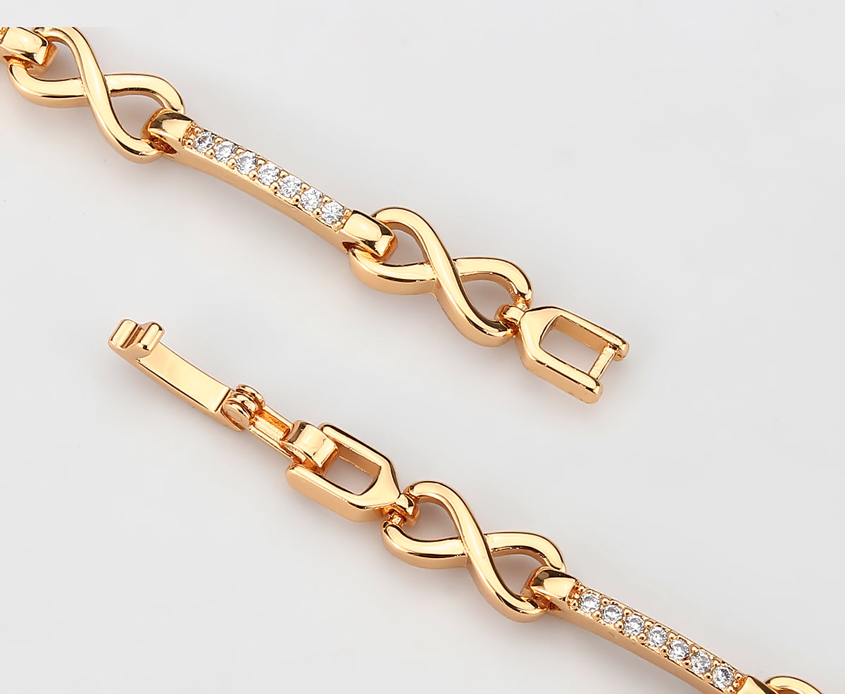 3W1630 - Flash Rose Gold Brass Bracelet with AAA Grade CZ in Clear