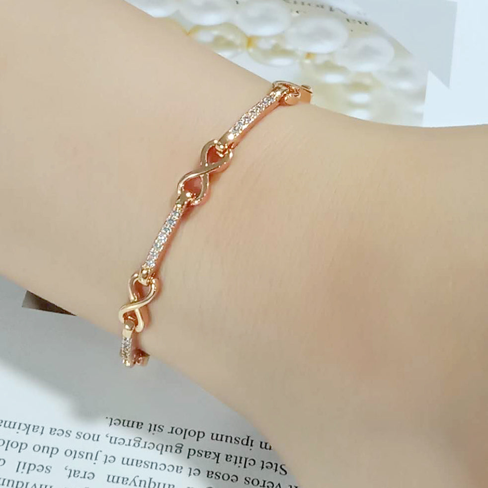 3W1630 - Flash Rose Gold Brass Bracelet with AAA Grade CZ in Clear