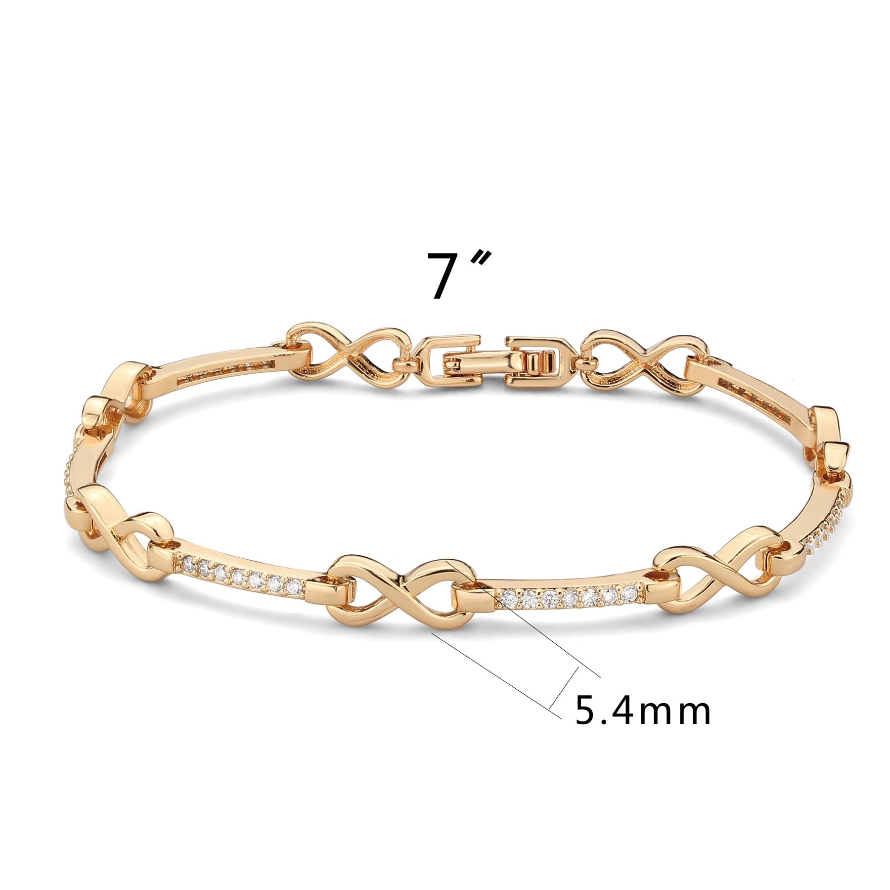 3W1630 - Flash Rose Gold Brass Bracelet with AAA Grade CZ in Clear