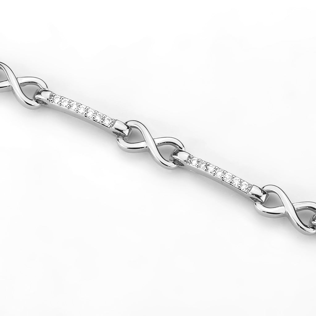 3W1631 - Rhodium Brass Bracelet with AAA Grade CZ in Clear