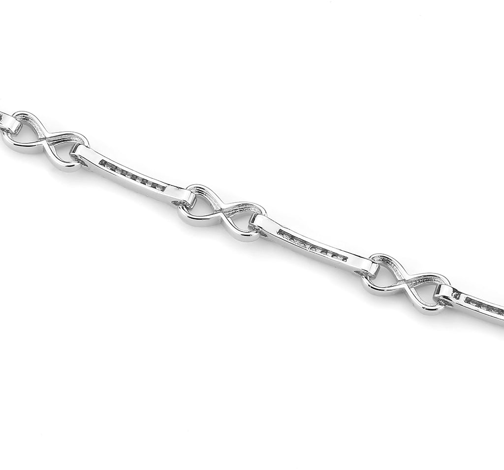 3W1631 - Rhodium Brass Bracelet with AAA Grade CZ in Clear