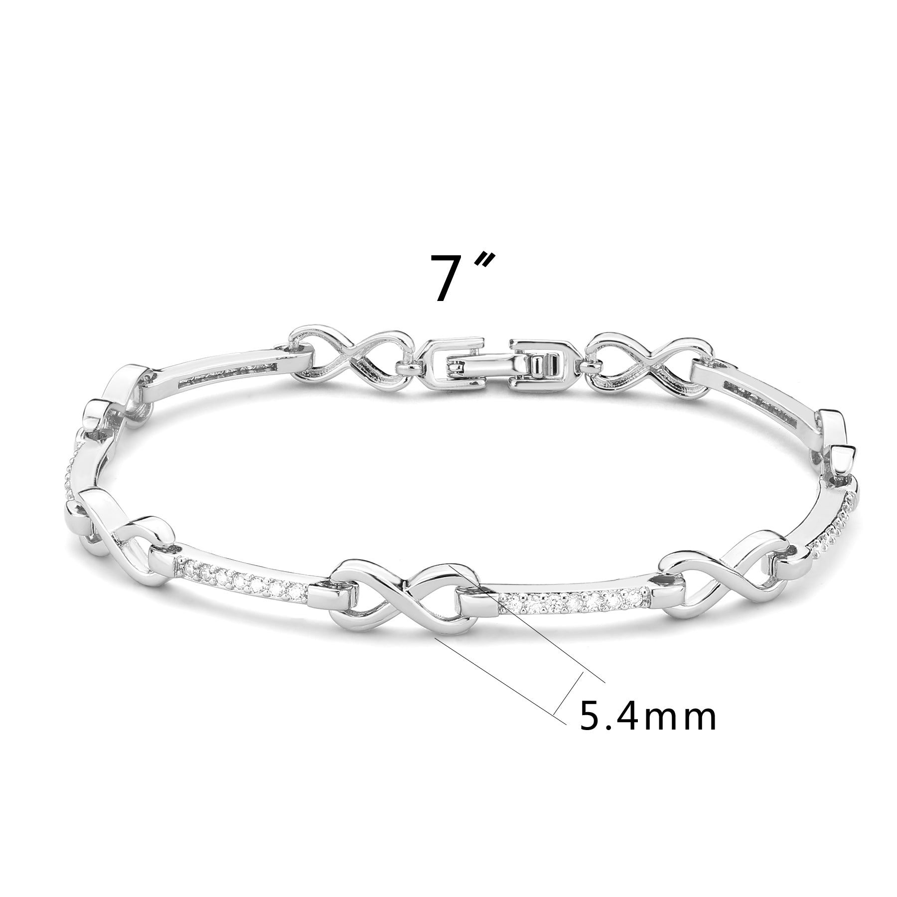 3W1631 - Rhodium Brass Bracelet with AAA Grade CZ in Clear