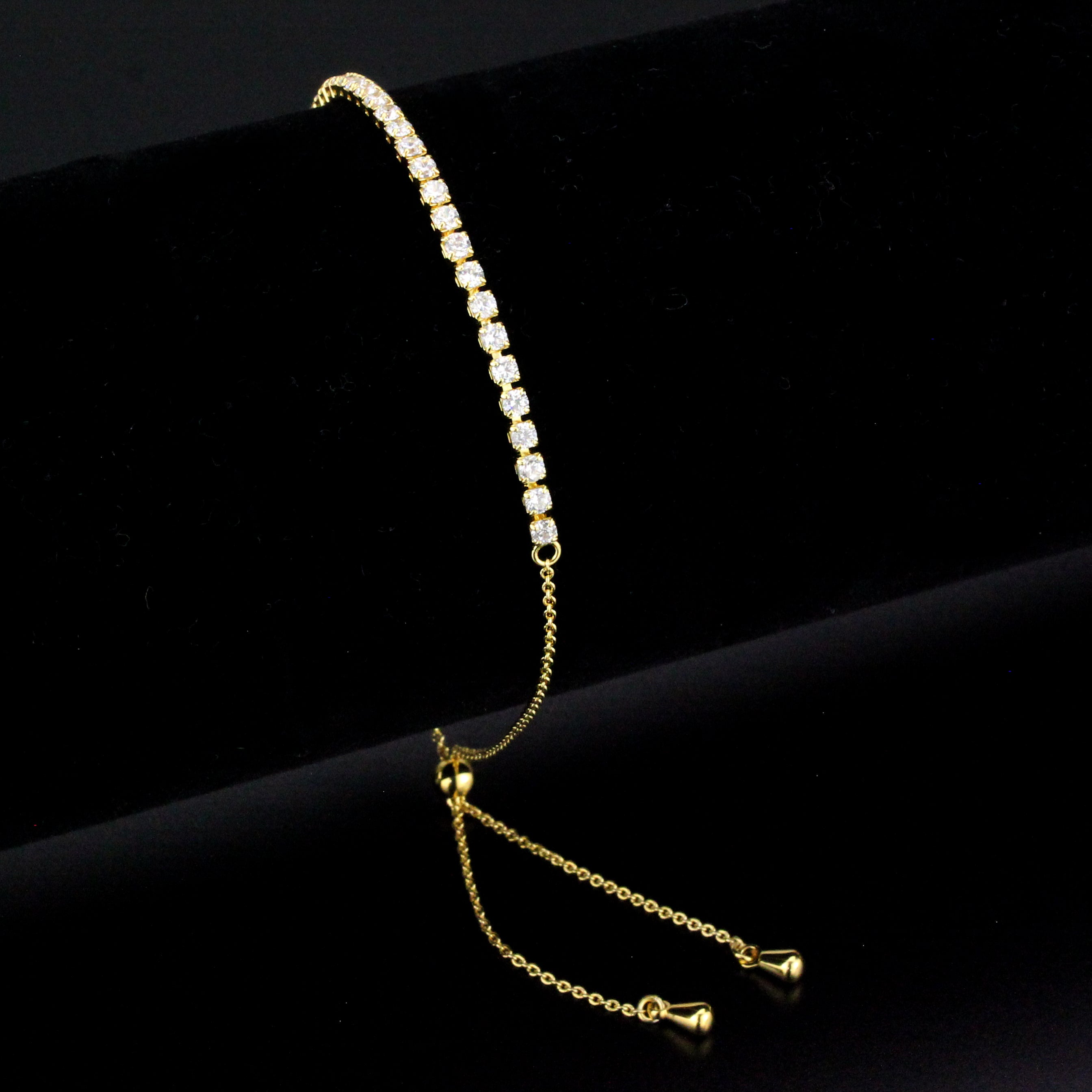 3W1641 - Gold Brass Bracelet with AAA Grade CZ in Clear