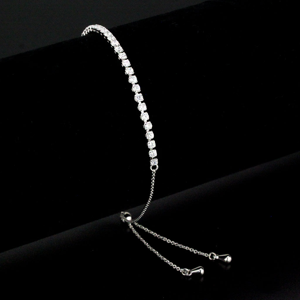 3W1643 - Rhodium Brass Bracelet with AAA Grade CZ in Clear