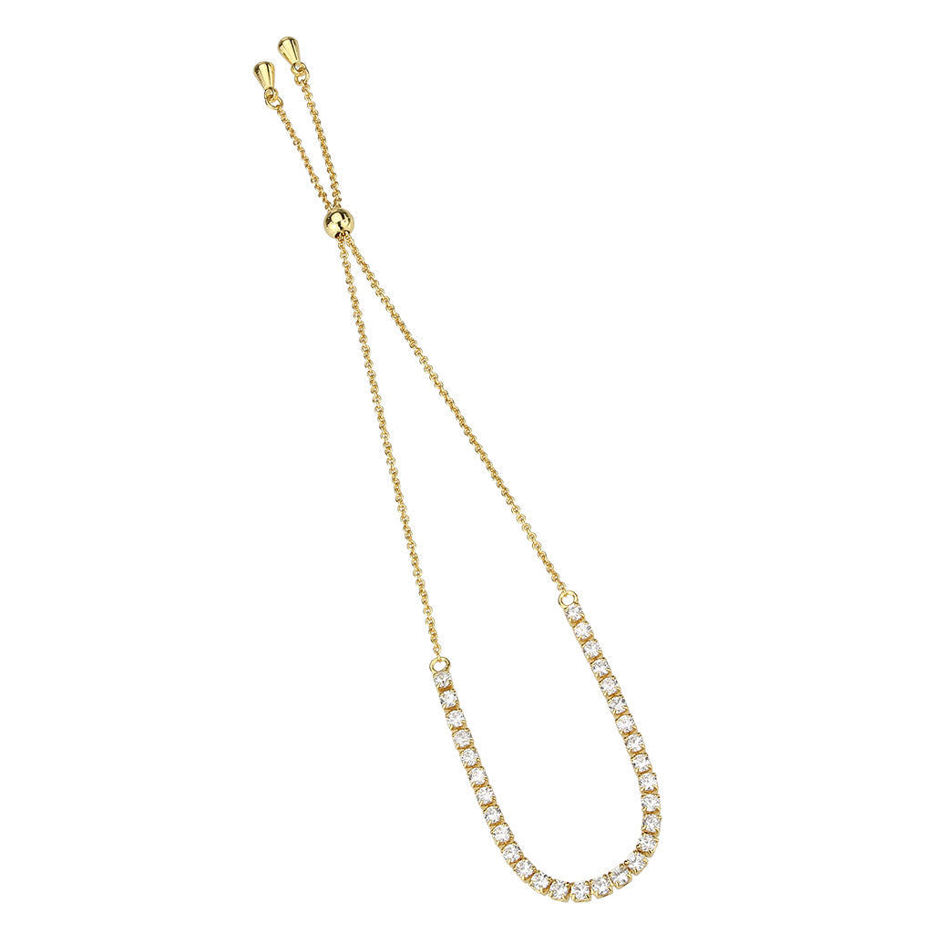 3W1644 - Gold Brass Bracelet with AAA Grade CZ in Clear