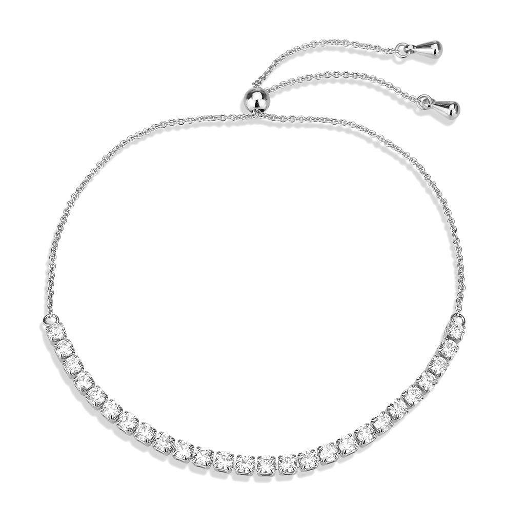 3W1646 - Rhodium Brass Bracelet with AAA Grade CZ in Clear