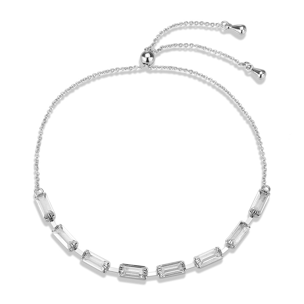 3W1658 - Rhodium Brass Bracelet with AAA Grade CZ in Clear