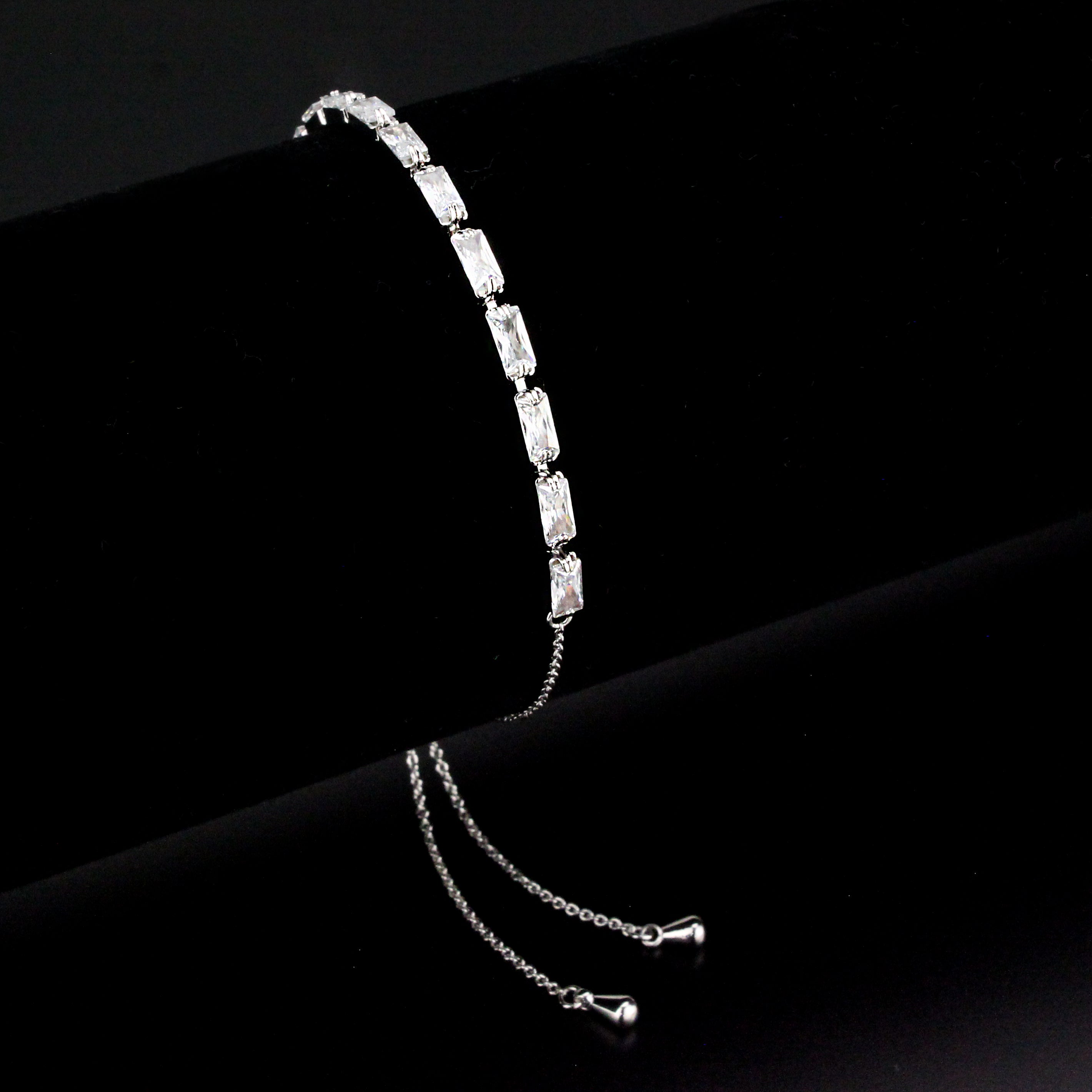 3W1661 - Rhodium Brass Bracelet with AAA Grade CZ in Clear