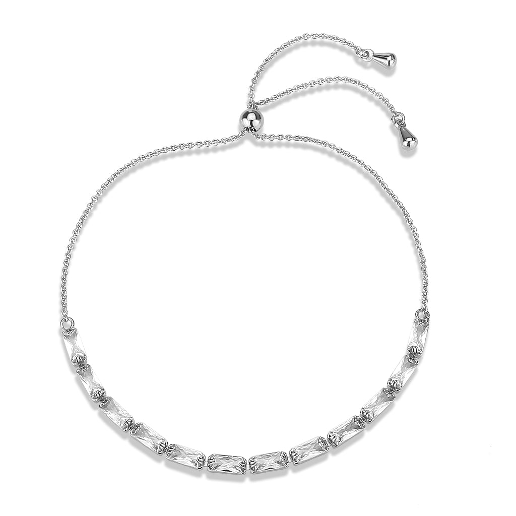 3W1661 - Rhodium Brass Bracelet with AAA Grade CZ in Clear